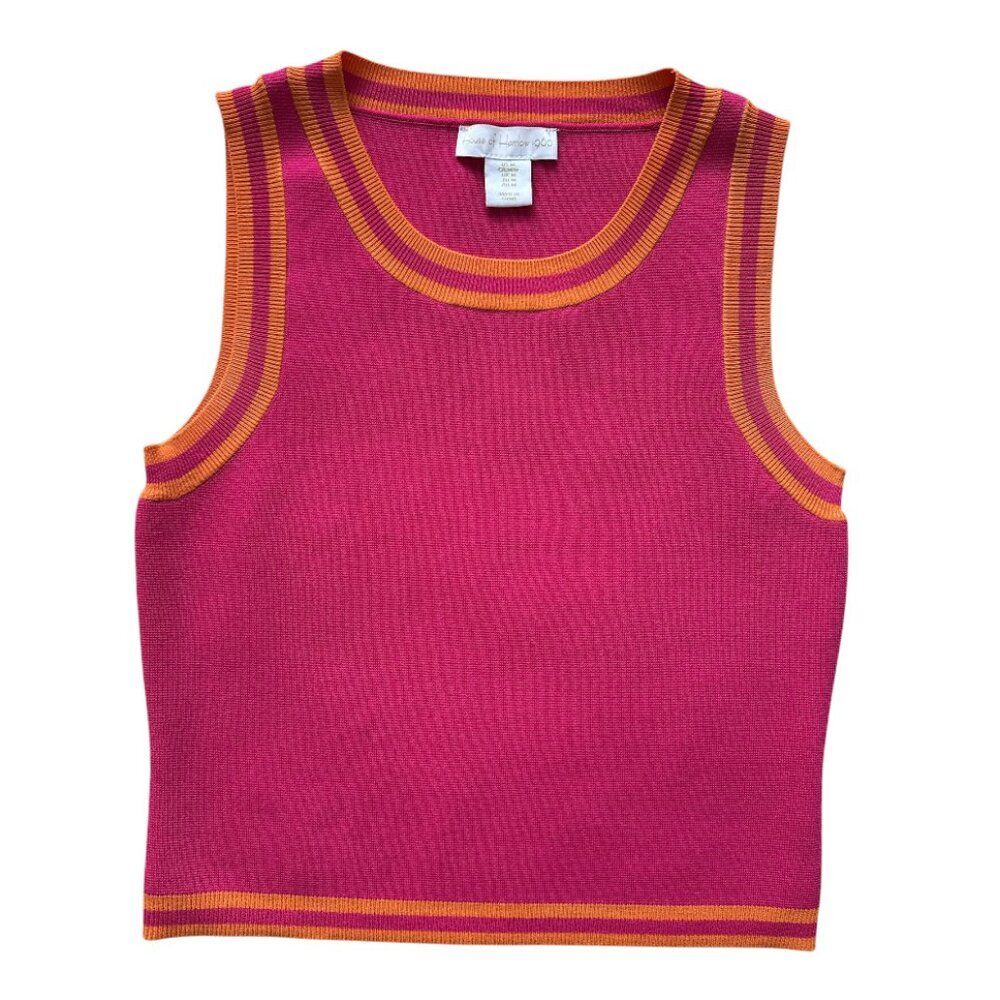 House of Harlow 1960 Knit Sleeveless Top Pink Orange Size M